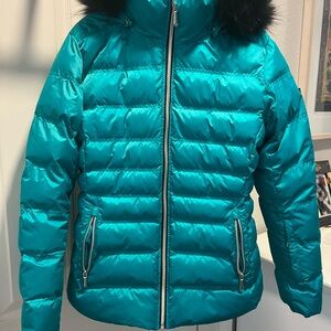 Sunice Teal Ski Jacket with Black Fur Hood